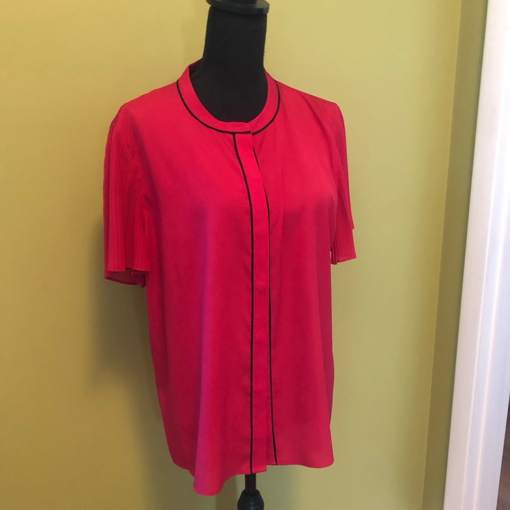 Red Karl Lagerfeld Blouse with Black Piping